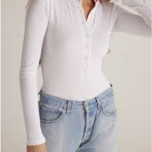 Zara White Long Sleeve Bodysuit